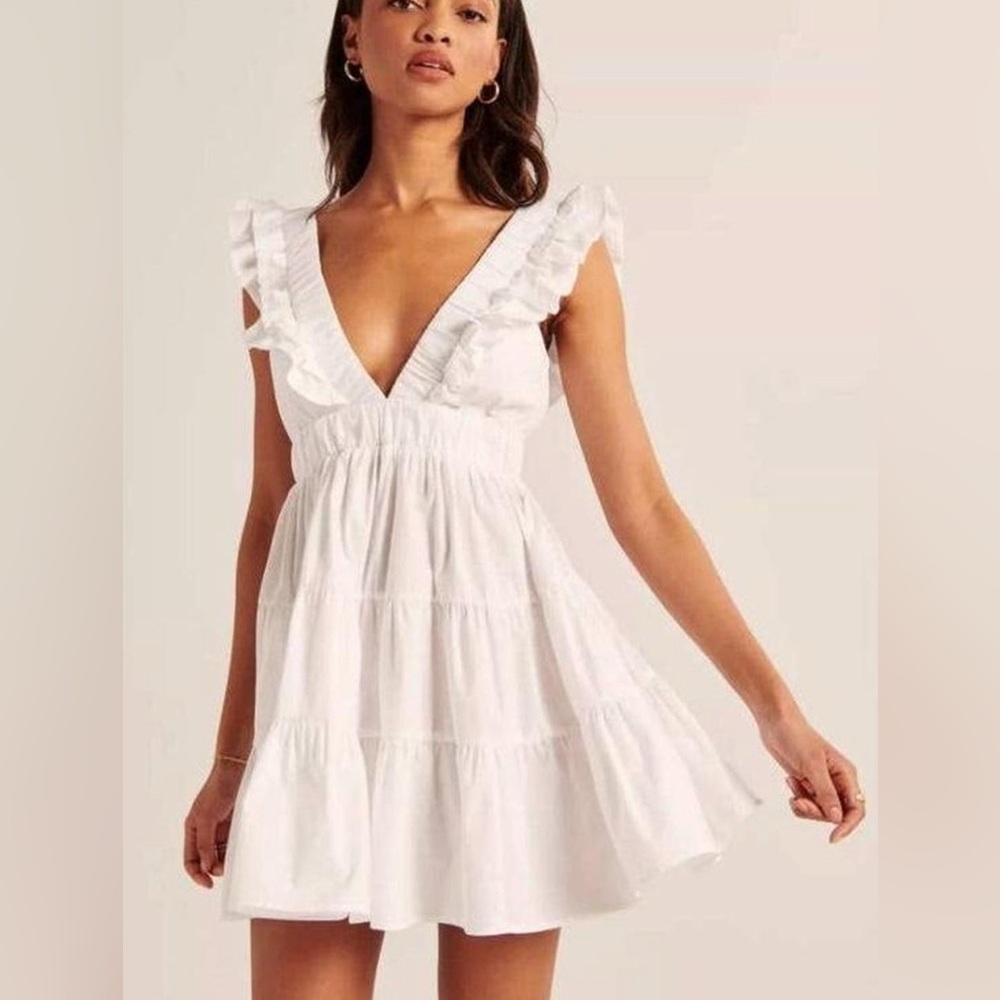 Abercrombie & Fitch White Ruffled Mini Dress
